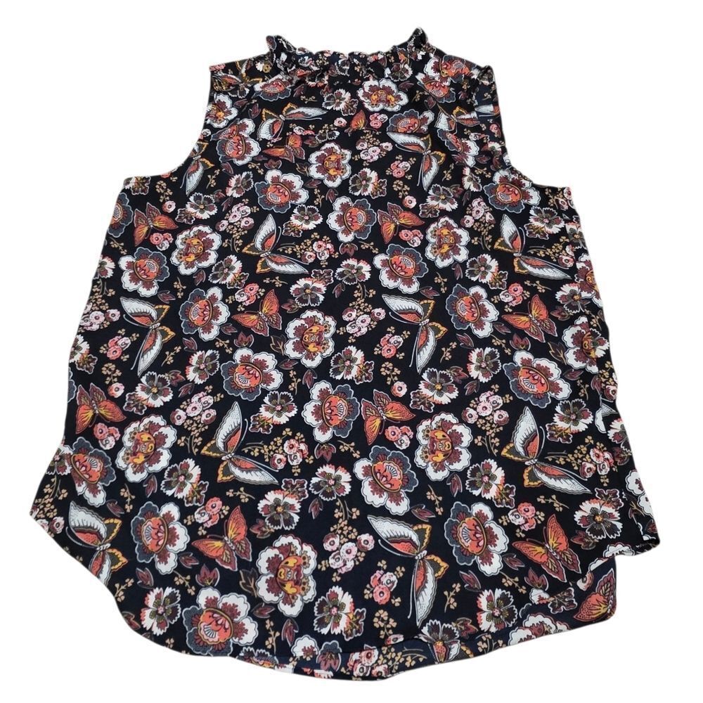 Loft Outlet Floral Sleeveless Top - Gold Button Accents